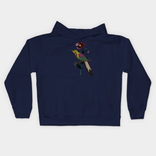 Poppy flower and bird Kids Hoodie